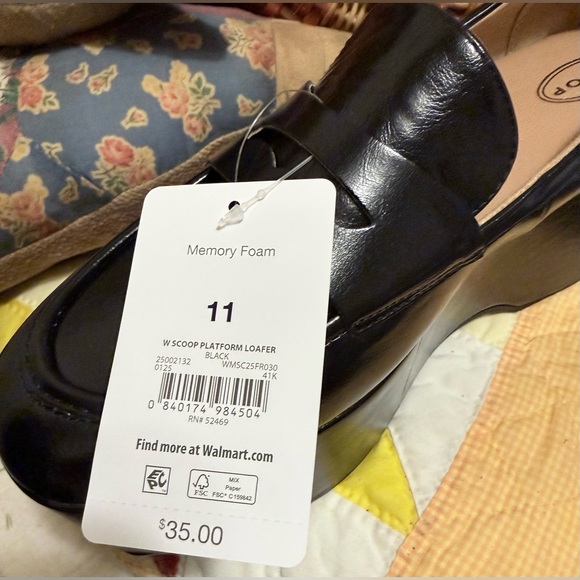 Scoop Penny Loafers in Black Vegan Leather Platform Style Memory Foam Size 11 - Picture 8 of 8